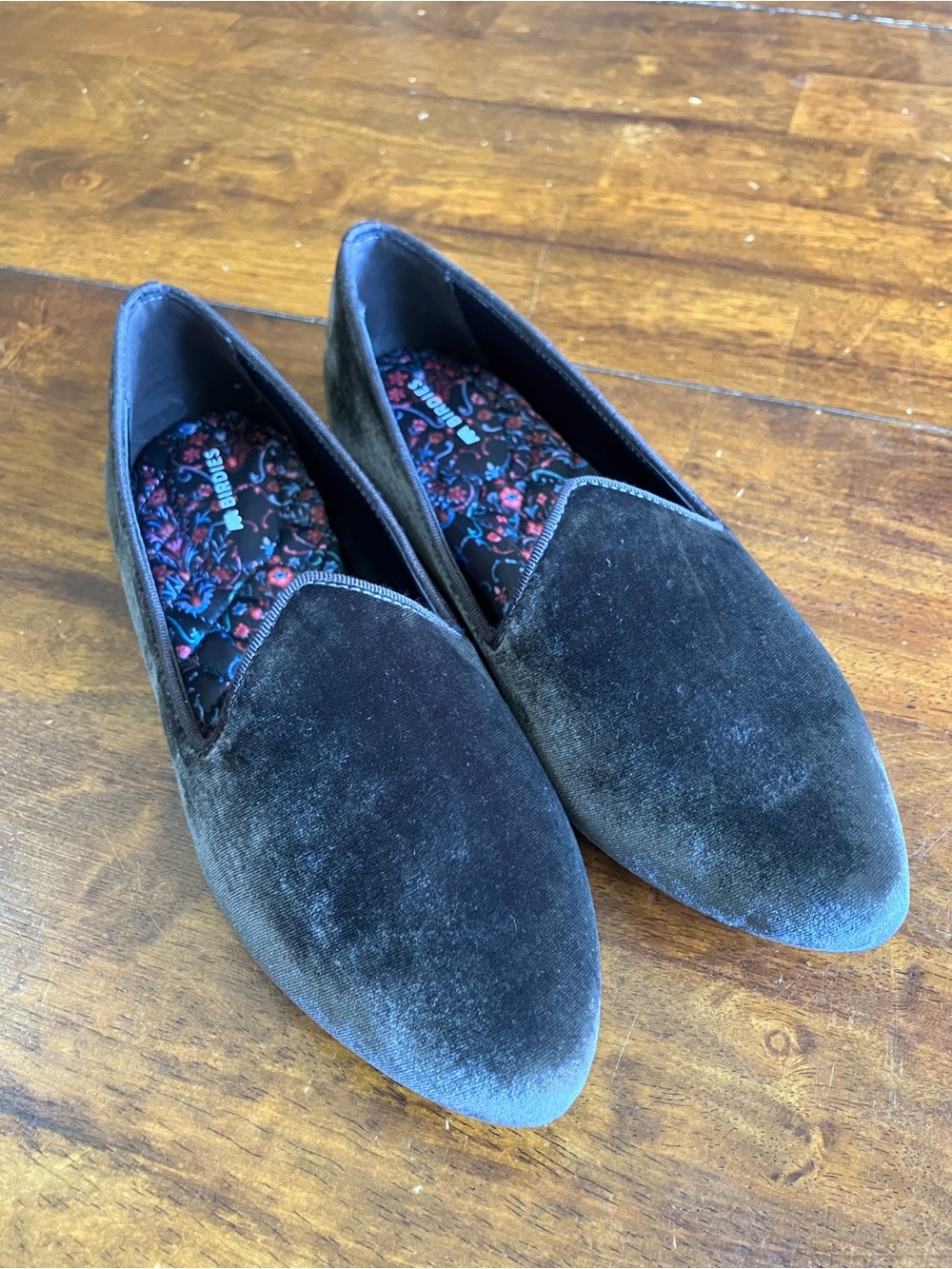 Birdies The Heron Velvet Charcoal Loafer Flats Sz 7.5